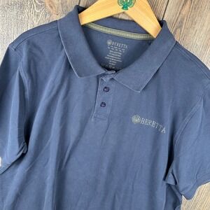 Beretta Polo Shirt Blue Short Sleeve Embroidered Logo Men's XL Cotton Blend